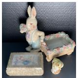 Department 56 Bunny w/ Wagon, Stone Trinket Box,