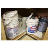 Cabinet Contents Including Buckets Of Plumbing