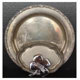 Silver Plated Serving Trays w/ Metal 4-Leaf