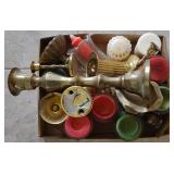 Candles w/ Brass Candlesticks