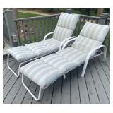 Pair of Metal Framed Adjustable Patio Lounger
