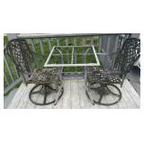 Metal Patio Table with 2 Swivel Chairs Table is