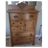 Wooden 5-Drawer 1-Door Tall Dresser 52"x33"x17"