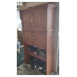 Wood Cabinet (approx 34" x 15" x 70") w/ Contents