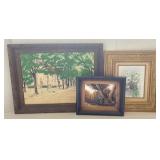 Framed Artwork Of Church, Flowers, And