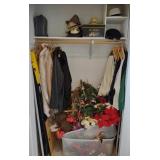 Closet Contents Including Jackets, Hats, Seasonal