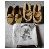Lot w/ Mens Moccasins & Sheep Skin Carry Bag