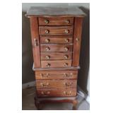 Wooden Jewelry Dresser w/ Lift Top Mirror, 8