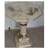 Cultured Marble Greco Roman Pedestal Side Table