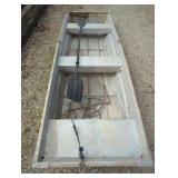 Sears Aluminum 10 Ft Fishing Boat w/ Oars