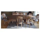 Extendable Dining Room Table w/ 6 Cane Back