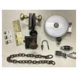 Lot w/ Door Handles, Chain, Wall Mounted Clothes