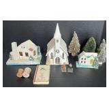 Lot w/ Paper Mché Buildings, Trees, Village