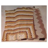 Vtg Hand Made Afghans  (74"×65")-(80"×74).