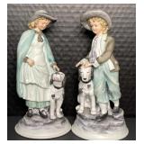Ethan Allen 3213A Girl And Boy w/ Dogs Boxing 2