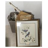 Bin w/ Home Decor Including Framed Artwork,