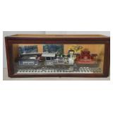 Wood Show Case w/ RR Model Trains Including Union