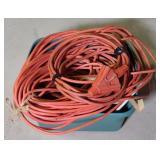 Tote of Extension Cords & Reel