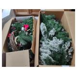 Boxes of Christmas Decor Including Tree, Wreaths,