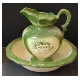 Pottery Doily Printed Pitcher & Bowl 12"