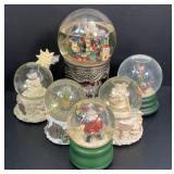Lot w/ Snow Globes Including Santa And Snowmen