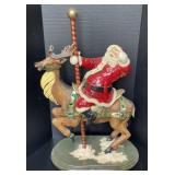 Plastic Santa And Moose Carousel Figure Appr