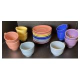 Fiesta Ware Pastel Ceramic Tea Cups and Saucers