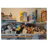 Lot of Stuffed Animals Including Husky, Bears,