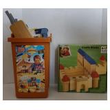 Plan Toys Castle Block Set & Mega Block Bucket w/