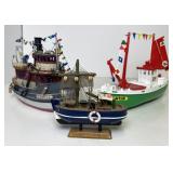 Assorted Diorama Boats Including Lemax Bessie