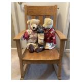 Wood Rocking Chair w/ BearsAppr 32x35.5 in , 20