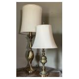 Two Large Brass Lamps Appr 55 in , 37 in