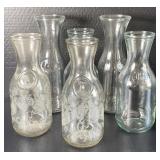 Vtg. Paul Masson Etched Glass Wine Decanters