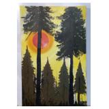 3D Trees Painting On Canvas Appr 24x37 in