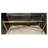 Glass Top Metal Table Appr 52x15x24 in