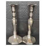 Silver Tone Metal Candle Sticks 8.5" (Not Marked)