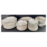 Vtg. Victoria China Gold Tone Rimmed Floral Dish