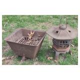 Cast Iron Lantern & Planter 12"&10"