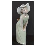 Lladro "Curious Girl w/ Straw Hat" Figurine,