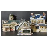 Porcelain Snow Village Buildings Bidding 3x