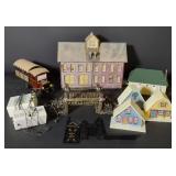 Lot w/ Plastic Buildings, Village Delivery Truck,