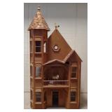 Wooden Doll House w/ Open Back and Accessories