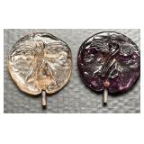 Pair of Glass Angel Medallions Approx
