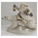 Christmas Santa On Polar Bear All White Figurine