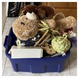 Tote Contents: Assorted Stuffed Animals, Ceramic