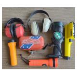 Lot of Flash Lights, Ear Protectors, & Fog Light