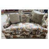 Floral Pattern Rolled Arm Bench Sofa Approx