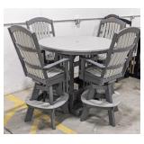 5 PC Grey Poly Pub Table and 4 Pub Chairs