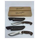 (2) Wrangler Fixed Blade Bowie Knife w/ Leather