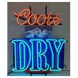 (QQ) Coors Dry Neon Sign, 2 tone with graphics,